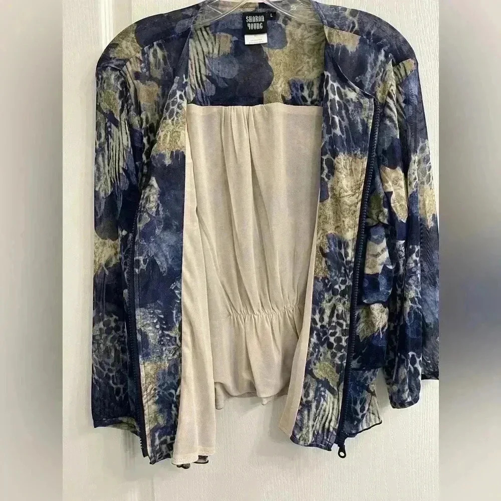Sharon Young Blue Zip Up Blouse - Picture 5 of 9